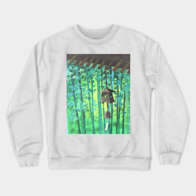 Meditation Zen Japanese Garden Wind Chime Bamboo Crewneck Sweatshirt by Tina